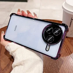 Luxury Plating Transparent Silicone Airbag Shockproof Bumper Protective Case with Camera Lens Film for Redmi K80 (Purple)