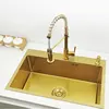 Gold kitchen sink Single Sink Bowl SUS304 Stainless Steel Kitchen Towel Basket Strainer Golden  Washing Basin Kitchen Sinks 4