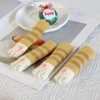 Knitted Furniture Feet Covers - Cute Cat Paw Chair Leg Socks, Anti-Slip Noise Reducing Floor Protectors for Chairs