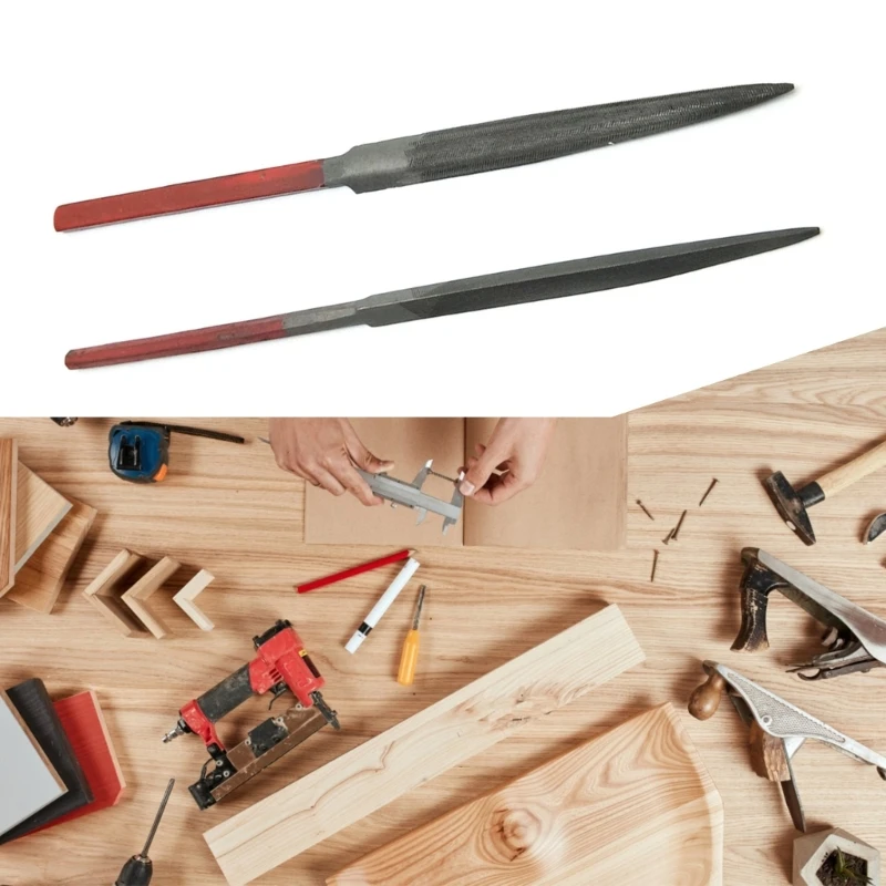 1PC 바늘 파일 지적 반원형/삼각형 바늘 파일 나무 조각 도구 F1CD