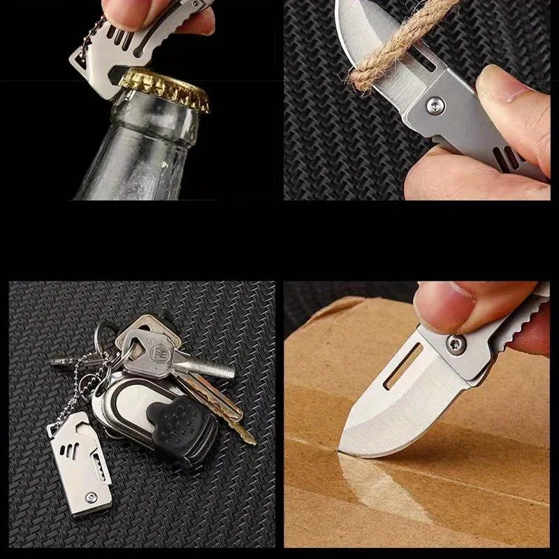 folding knife Mini folding knife stainless steel box opening knife D2 steel cannon portable sharp folding key hanging chain