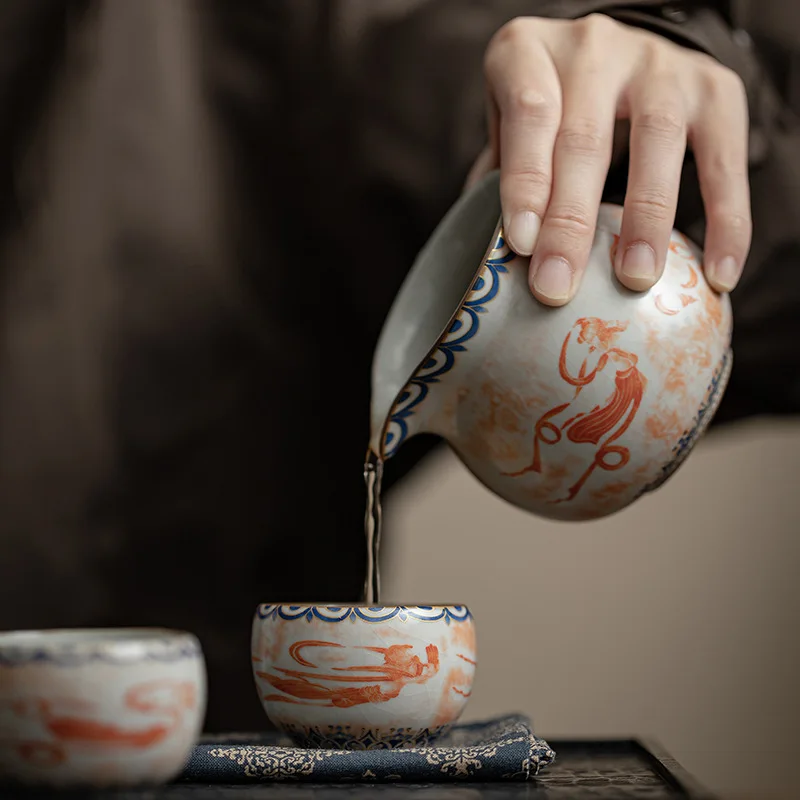 Feitian Small Round Cup Household Imitation Song Ru Kiln Master Cup Ceramic Tea Cup Kung Fu Tea Set Single Cup Drinking Tea Cup