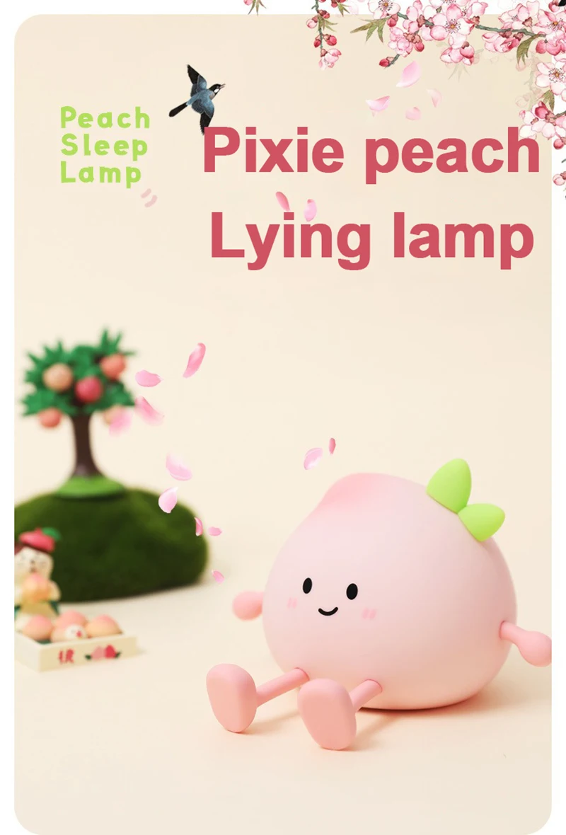 USB Rechargeable Night Light Peach Silicone Night Lights Touch Sensor Bedroom Bedside Cat Lamp With Remote For Kids Baby Gift