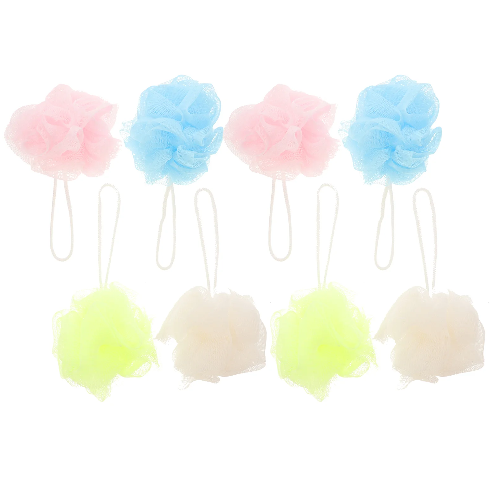 

8pcs Colored Mesh Bath Ball Shower Ball Bath Bubble Nets Back Scrubber with Hanging Rope Random Color