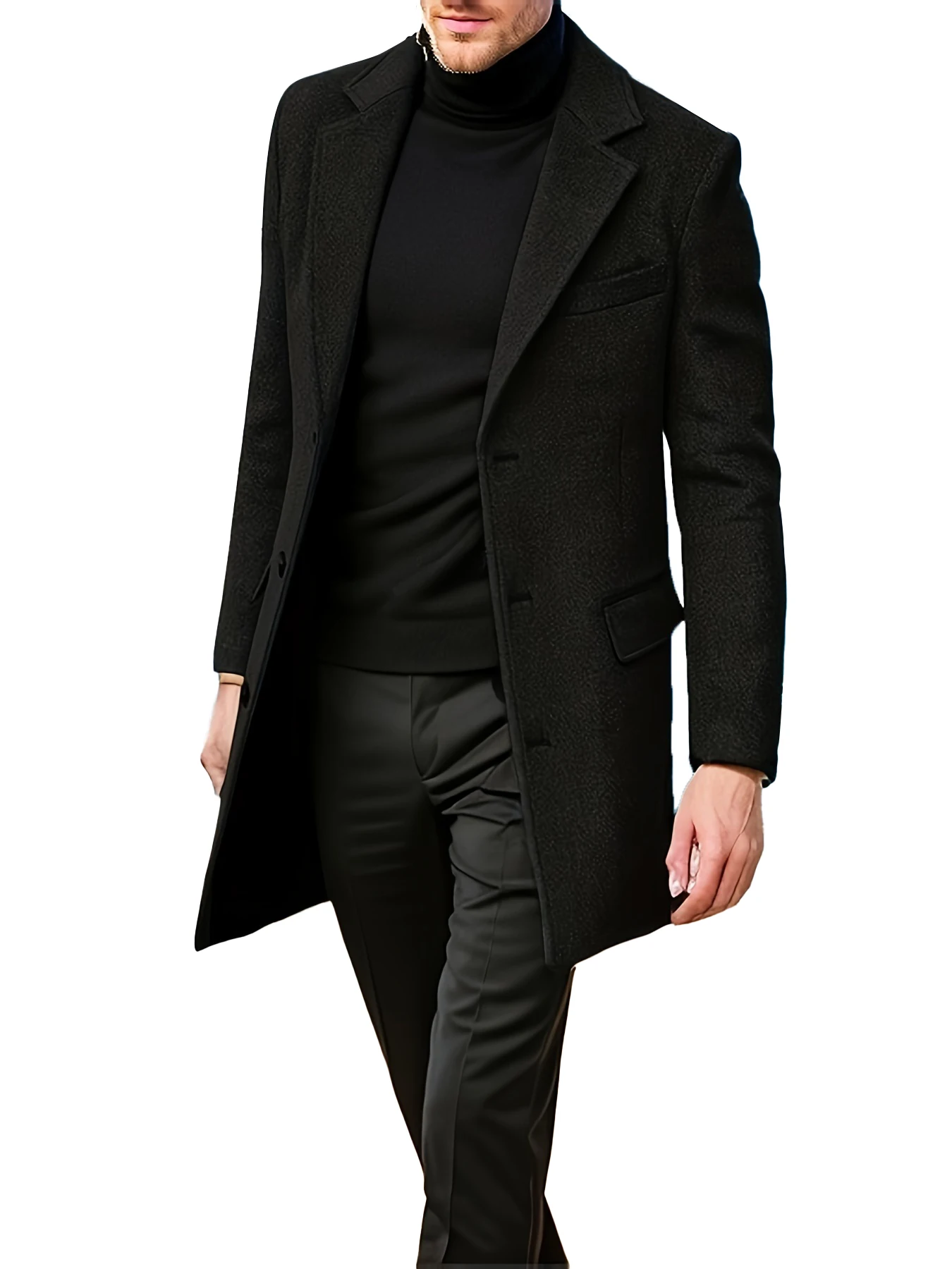 Autumn and winter men's woolen coat British trend long sleeved suit jacket