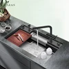 ASRAS Large Size Nanometer Black Kitchen Step Sink SUS 304 Stainless Steel 4mm Thickness Handmade Step Single Kitchen Sinks 2