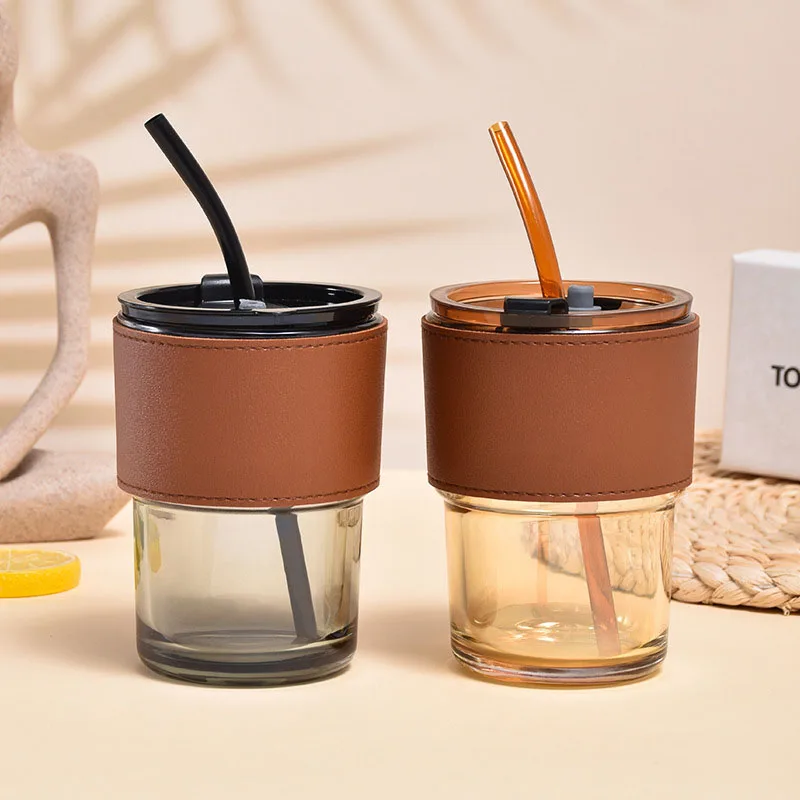 Glass Water Cups With Wooden Lids And Straws, Heat Resistant High  Borosilicate Glass Coffee Cups, Drinking Cups, Summer Winter Drinkware,  Home Kitchen Items - Temu