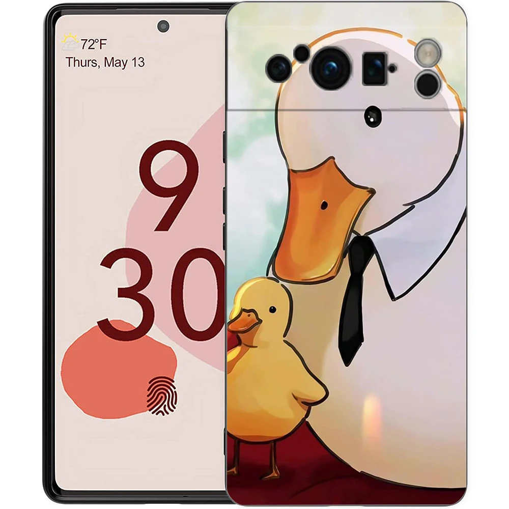 Cartoon Duck Goose Game Shockproof Black Silicone Phone Case