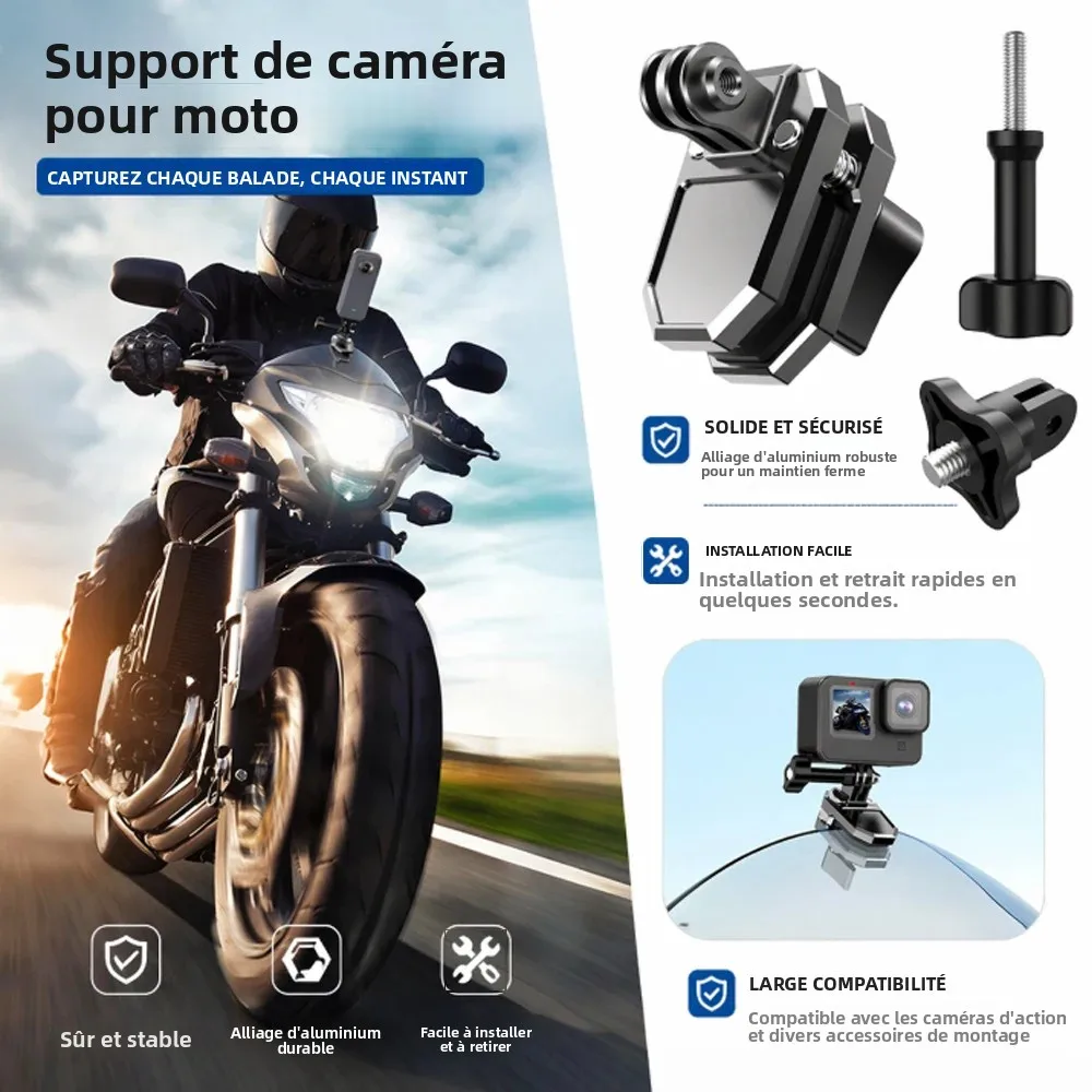 Support pare-brise moto GoPro Insta360 DJI Osmo - Pince aluminium