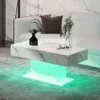 Led Coffee Table for Living Room, Living Room Table Rectangular Center Table, Modern High Glossy Wooden Coffee Tables with 16 Co 1