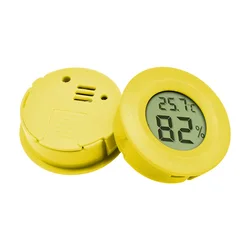 Mini Round LCD Digital Thermometer Hygrometer and Humidity Sensor (Yellow)