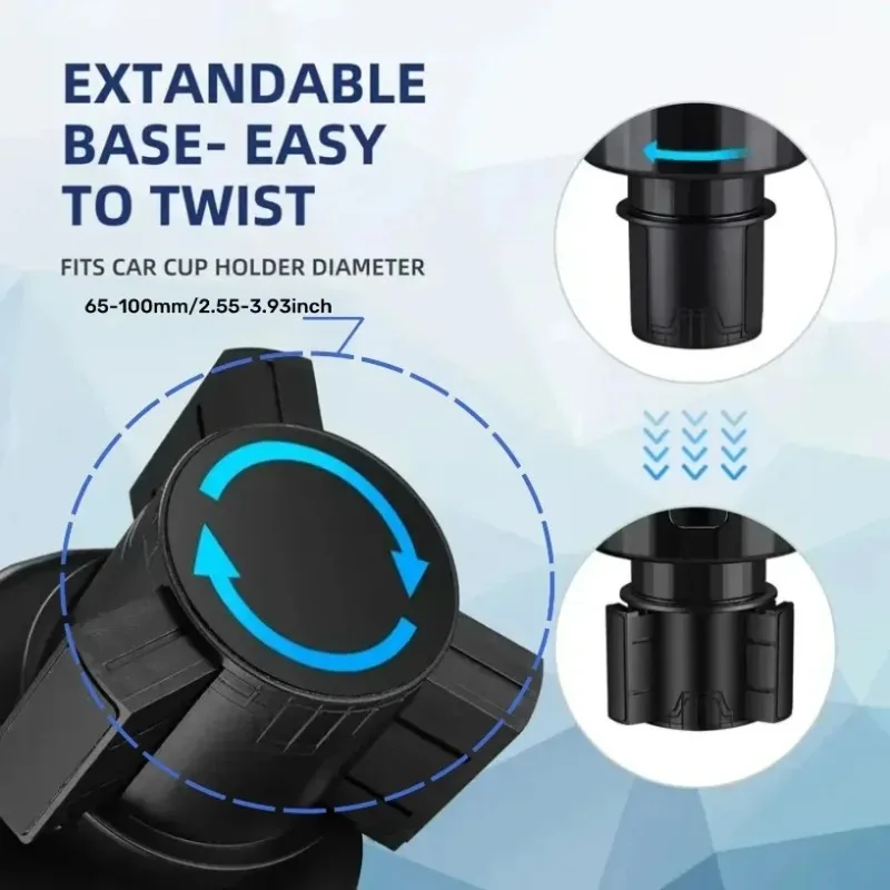 1개 유니버설 업그레이드 차량 컵 홀더 확장기 조절 가능한 베이스 안정적인 자동차 병 홀더 6.5CM-10.5CM 컵 홀더용