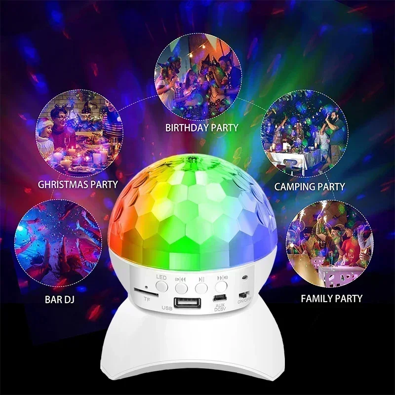 Bluetooth Sound Stage Light Christmas Projection Light Colorful Crystal Magic Ball Music Flash KTV Dazzling Atmosphere Light starry projector light