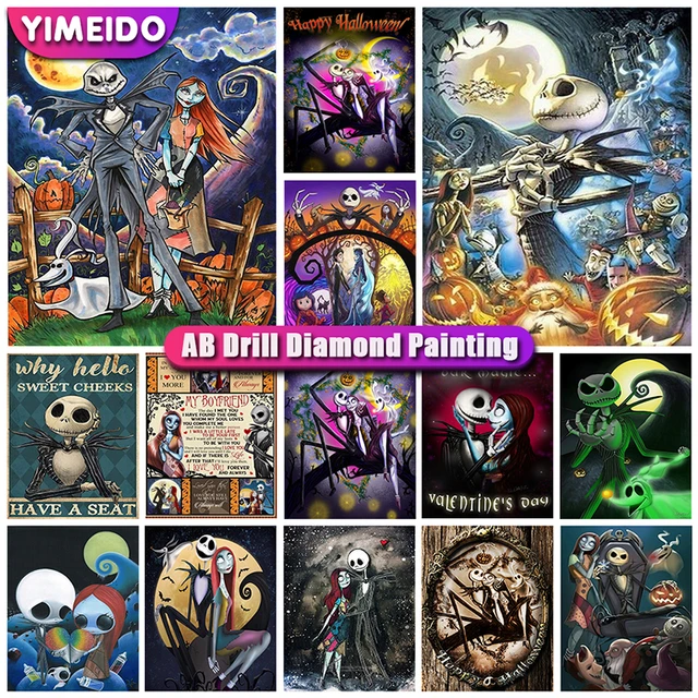 Diamond Painting Novelty AB Disney Bride The Nightmare Before Christmas  Rhinestone Moon Embroidery 5D DIY Art Decor Wall Sticker