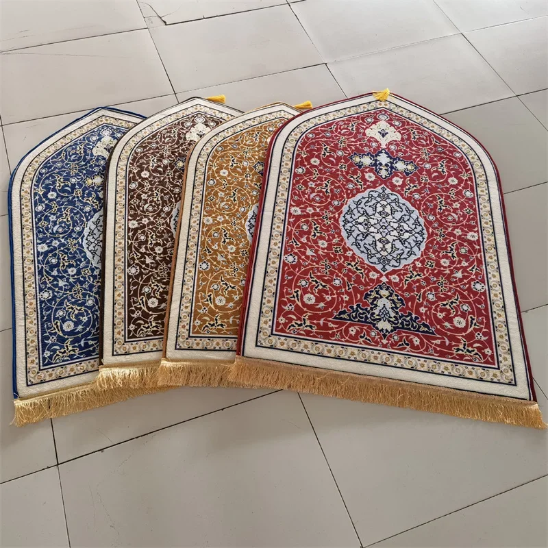 Bohemia Printed Prayer Mat for Muslim Ramadan Flannel Carpet Worship Kneel Embossing Non-slip Soft Travel Prayer Rug Kids Adult