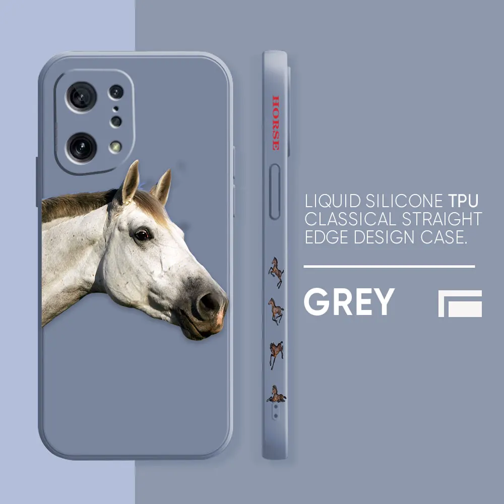thumbnail image 1 of Case For OPPO FIND X6 X3 REALME X7 X50 RENO 2 4Z 4 6 Lite 5Z 5F 4G 5G PRO Liquid Silicone Case Galloping Horses, 1 of 5