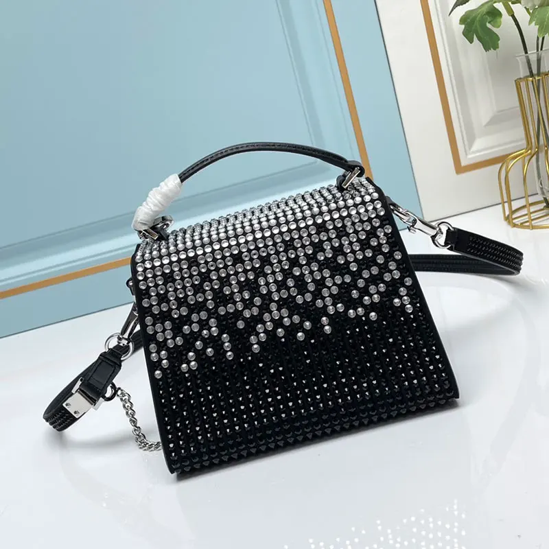 GLOWING Bag Black Studded Crossbody Hobo Bag