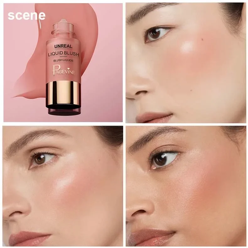 PAGE VINE Liquid Blush Eyeshadow Contour Hydrating Brightening Women's Face Rouge Water Cream Plumper Blusher Makeup Cosmetics 2
