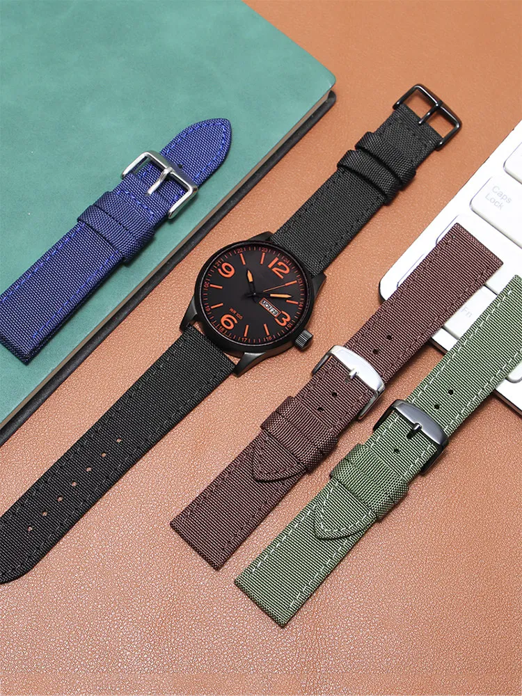 Men's Woven Nylon Watch Strap - Durable Design in Black
