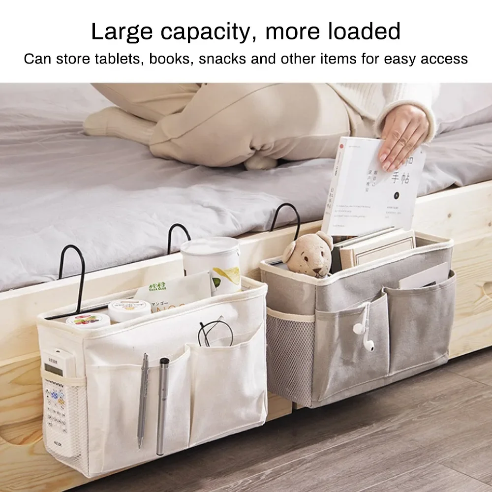 Canvas Bedside Hanging Pocket Storage Bag Bedroom Magazine Storage Pouch Diaper Caddy Toy Holder Baby Tissue Box Home Organizer 5