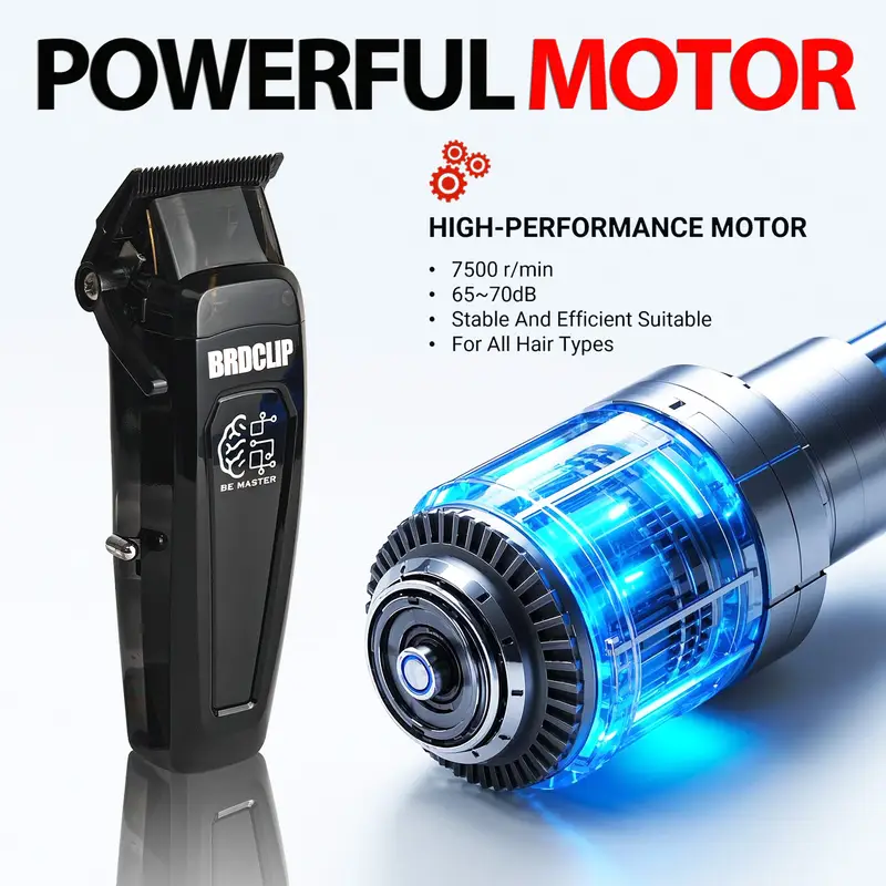 BRDCLIP Professional Electric Hair Clipper BRD 106 Hair Trimmer for Man 7500RPM with Base 5-adjusted DLC Blade Barber Machine - Image 3