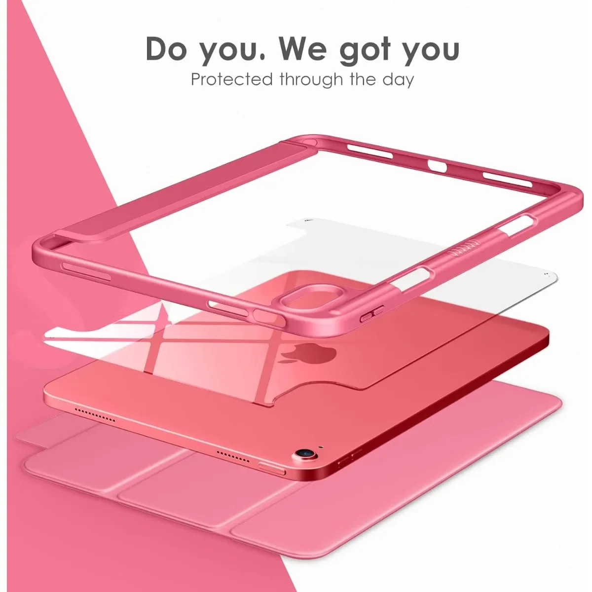 Clear Acrylic Back Tablet Case with TPU Protector and Pencil Holder