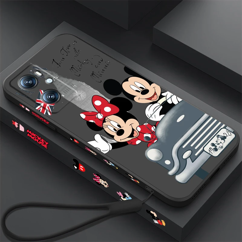 Disney Minnie Mickey London Liquid Left Rope Per Oppo Find X6 X5 X3 A98 A96 A94 A93 A77 A76 A74 A72 A57 A53 A16 5G Funda