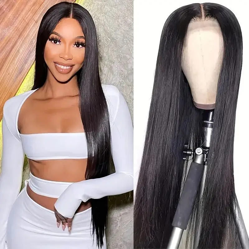 

13x6 Straight 150% Lace Closure frontal Wigs Lace Closure Human Hair Wig for Women 180% Density Free Part Pre Plucked Glue