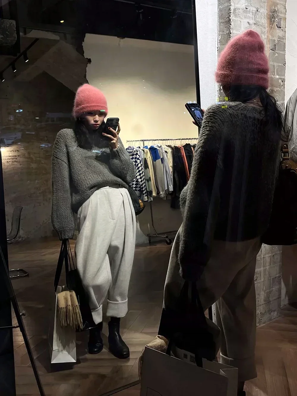 Chic Women Casual Loose Pockets Woolen Suit Pants Autumn Winter High Waist Thicken Korean Ladies Solid Harem Trousers women suit pants