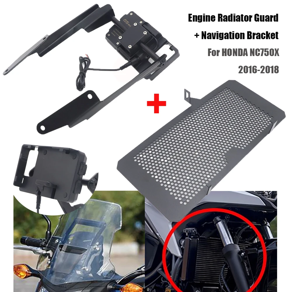 

Защитная решетка радиатора двигателя, решетка радиатора, защитная крышка решетки + кронштейн GPS для мобильной навигации для HONDA NC 750X NC750 2016-2018