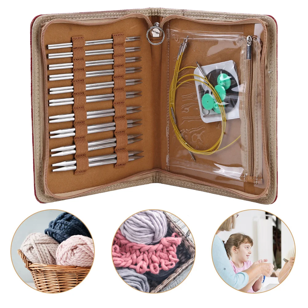 Stainless Steel Crochet Kits Removing Circular Needle Needlework Crochet Multifunctional Comfortable Grip for DIY Scarves Gloves