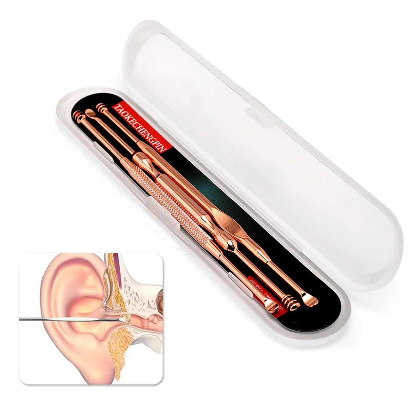 Stainless Steel Earwax Removal Tool Double Head Ear Cleaner Set_voghion.com