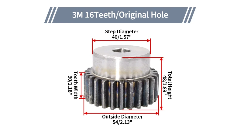1/2/4PCS Konvex Getriebe 3M 14T/15T/16T/18T/20T Gerade Ritzel Getriebe Mit Schritt Innen Loch 12/14/16/18/20/30mm CNC Übertragung Getriebe – Detail 14