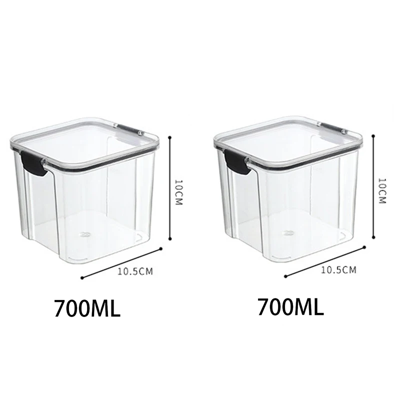Set of 5 Stackable Transparent Food Storage Containers - Plastic Pantry Organizer Sealed Jars