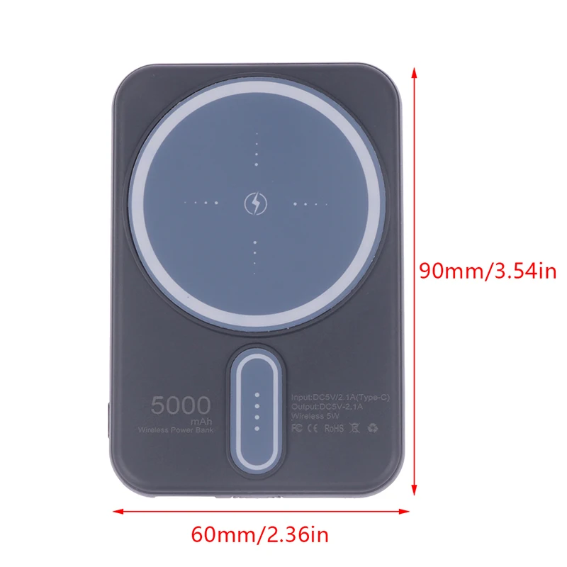맥세이프 배터리용 미니 마그네틱 보조베터리, 무선 고속 충전 외장 배터리, 5000mAh
