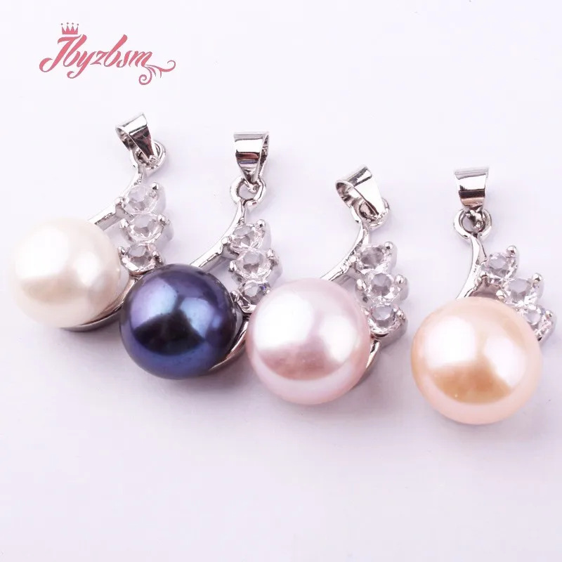 10mm Natural Round Freshwater Pearl Beads, White Tibetan Silver Fashion Pendant 1 Pcs 20mm For Women Party Gift Free shipping