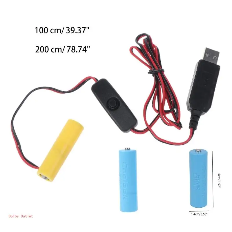 스위치가있는 부스트 배터리 제거기 용 USB 전력 변환기 LED 조명 전자 장난감 용 2pcs 3V AA 교체