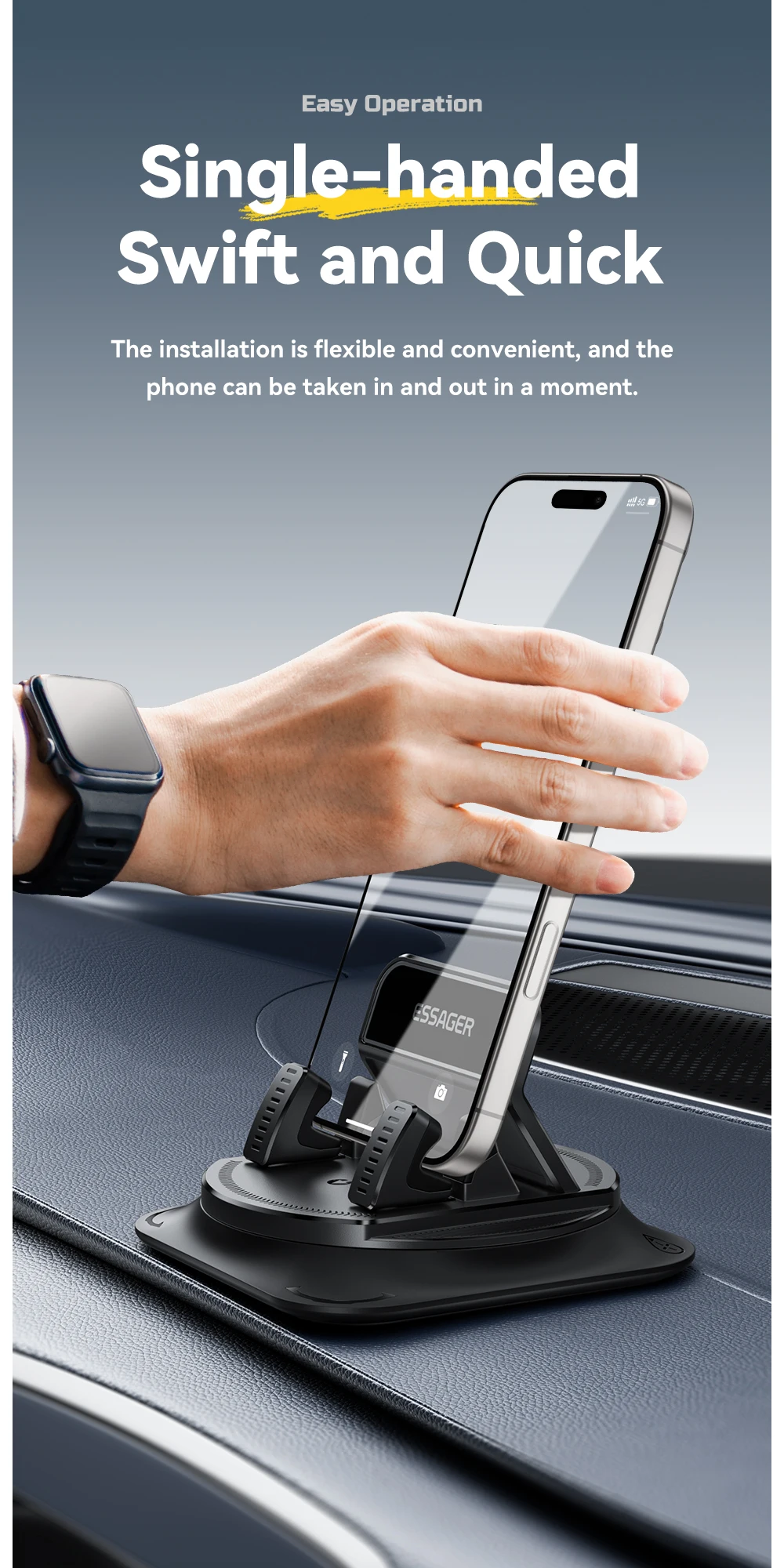 Essager Anti-slip Car Silicone Holder 360 Degree Car Dashboard Stand Cell Phone