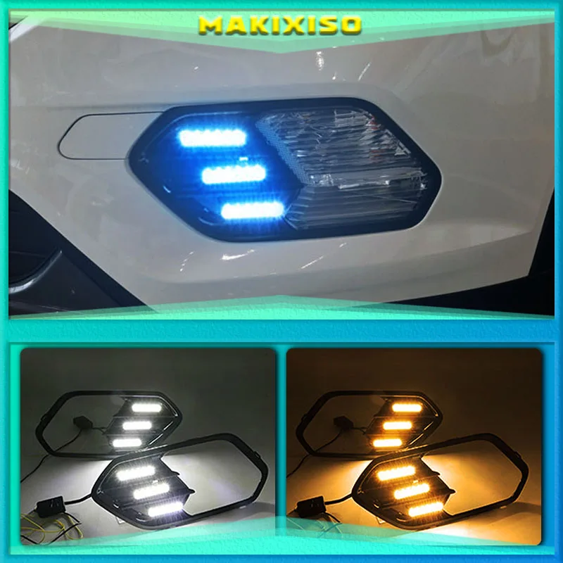 

2PCS LED Daytime Running Light For Ford Escape Kuga 2016 2017 2018 Turn Yellow Signal Function 12V Car DRL Lamp