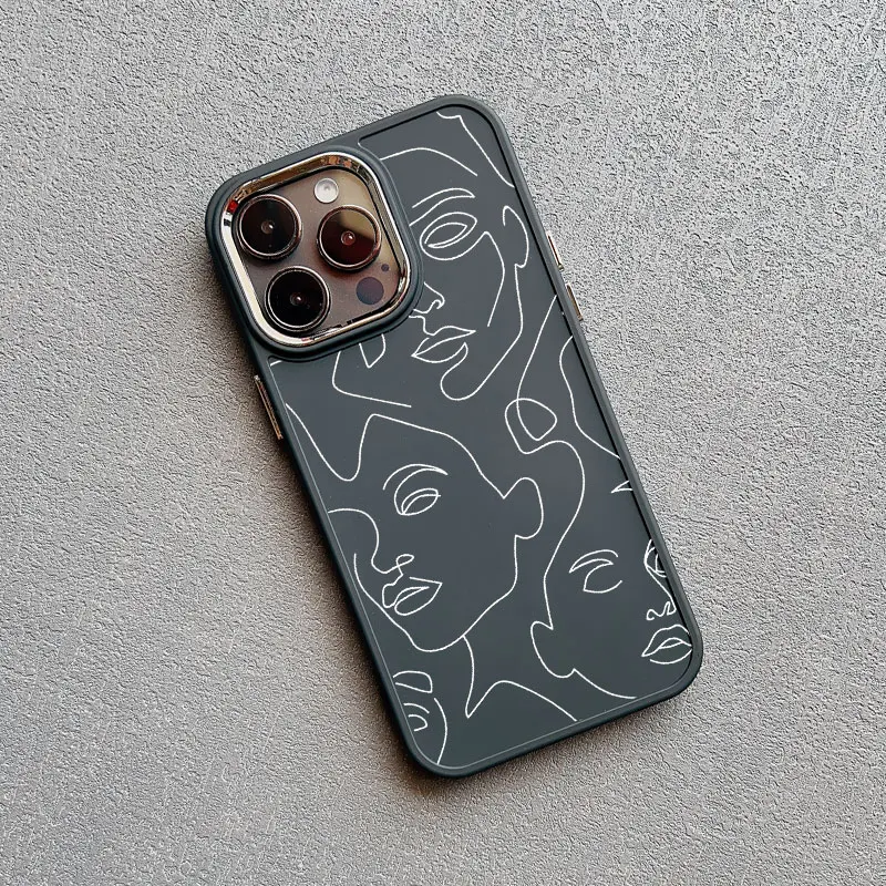 Sleek Abstract Geometric Face Art Silicone Phone Case