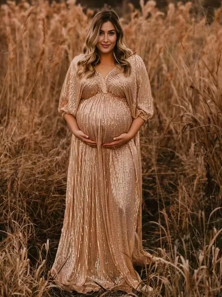 green emerald velvet dress Gold Long Sleeve Open Back Maternity Maxi Dress  PinkBlush
