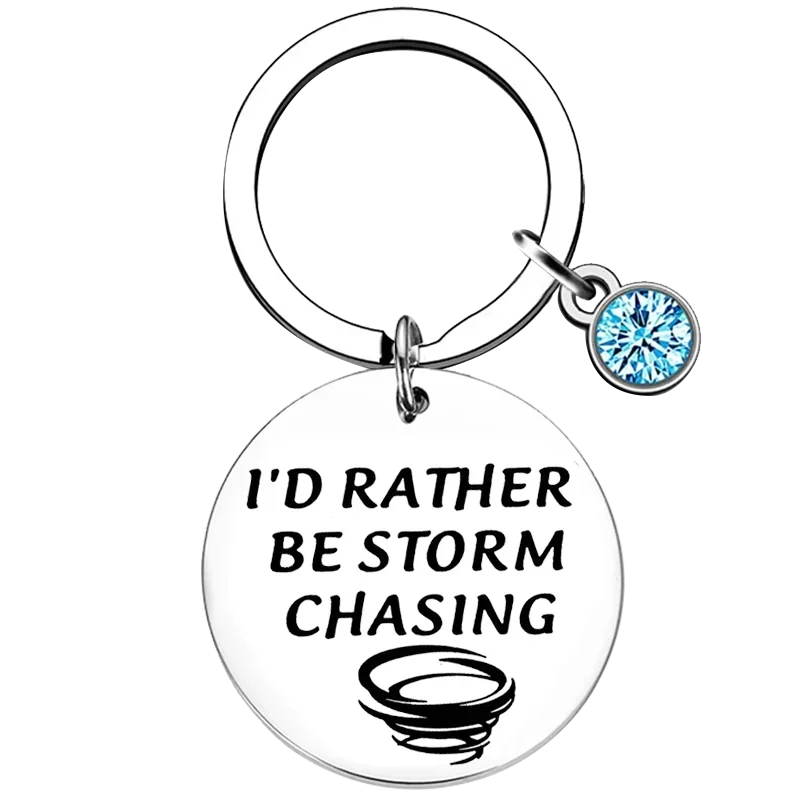

Funny Stormchaser Keychain I'd Rather Be Storm Chasing Key Rings Tornado Hunter Gifts For Meteorologist Forecaster