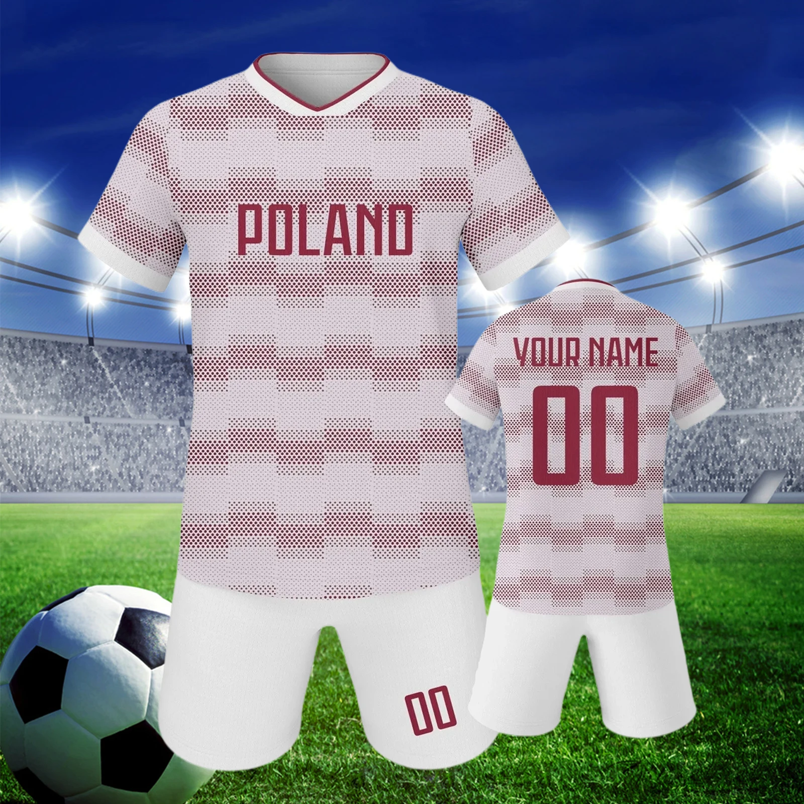 Poland Football Jersey Set Kids Soccer Uniform Personalized Name Number Children Tracksuit Boys Girls Soccer Fans Gift
