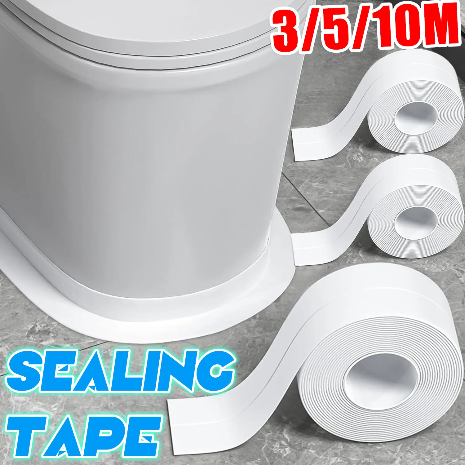 1/10PCS Self Adhesive PVC Sealing Strip Tape for Bath Toilet Kitchen Caulk Tape Waterproof Wall Sticker White Mold Proof Tapes