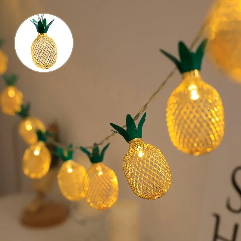 10Led A Forma Di Ananas String Lights 1.65M Fruit Garland Fairy Lights Holiday For Wedding Party Ananas Iron Art Retro Decor