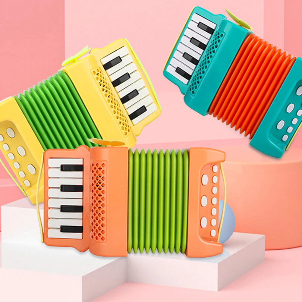 Green Kids Accordion Toy Cartoon Musical Instrument Children Music Enlightenment Grip ExerciseAccordion Kids Instrument