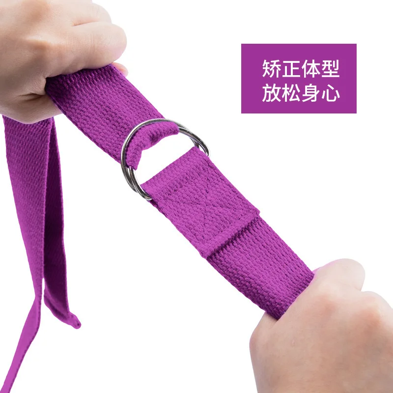 183*3.8cm Yoga Strap Cotton Exercise Yoga Belt Adjustable Woven Stretch D-Ring Buckle Fitness Stretching Bands Pilates Rope