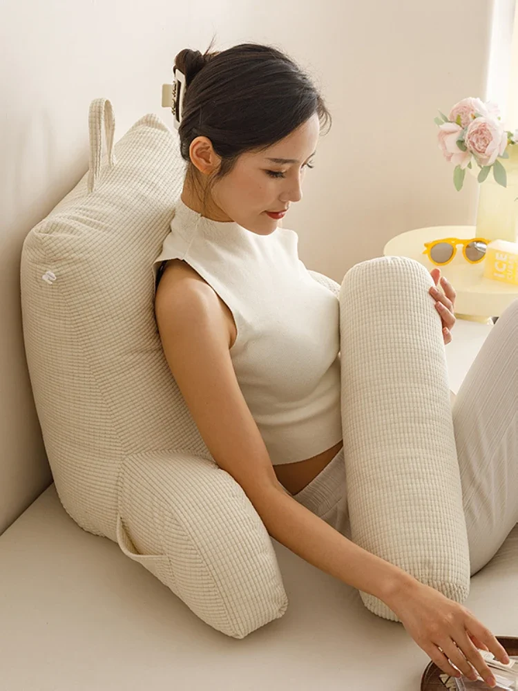 Corn velvet high-end pillow bedside backrest cushion detachable sofa waist cushion soft bag floating window bed backrest pillow - Image 2