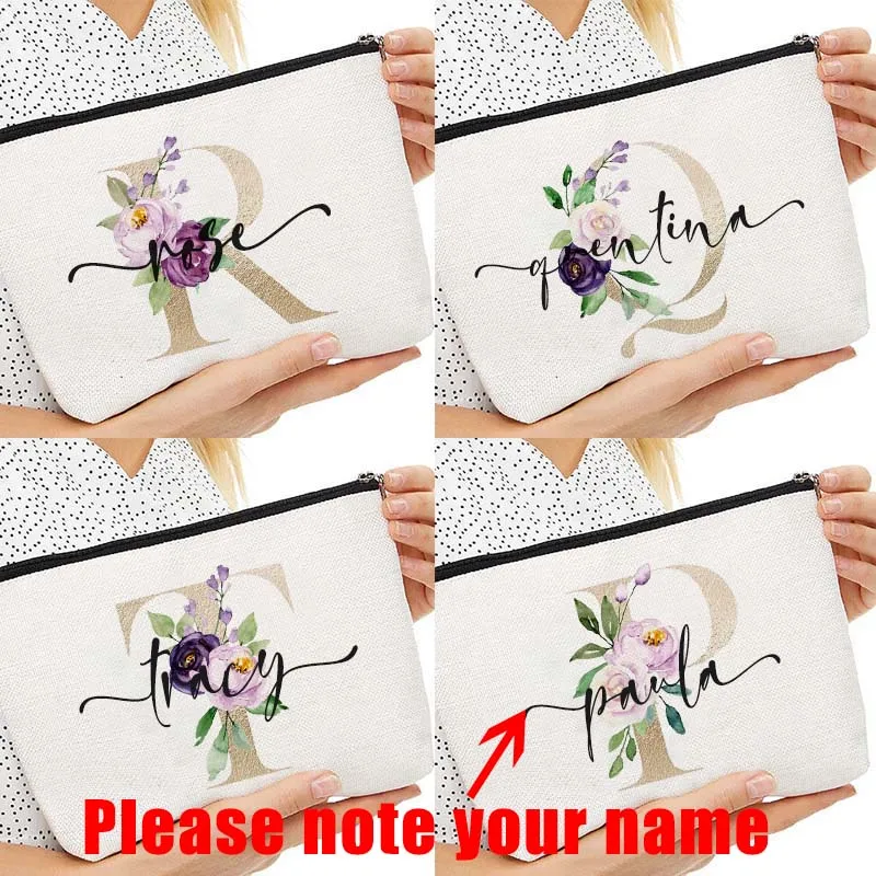 

Custom Women Cosmetic Bag Bridesmaid Maid of Honor Wedding Bachelorette Party Best Gift Makeup Storage Box Student Pencil Bag