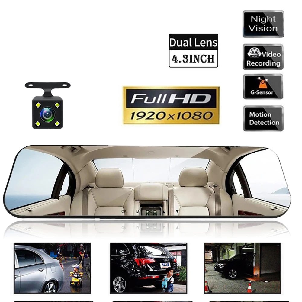

Dash Cam HD 1080P Car DVR Rear View Vehicle Camera Mirror Video Recorder Night Vision Black Box Auto Dashcam Car Accessories